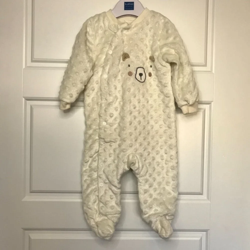 Kyle & Deena Embroidered Bear Face One Piece Footed Outfit Unisex‎ Baby 6-9M